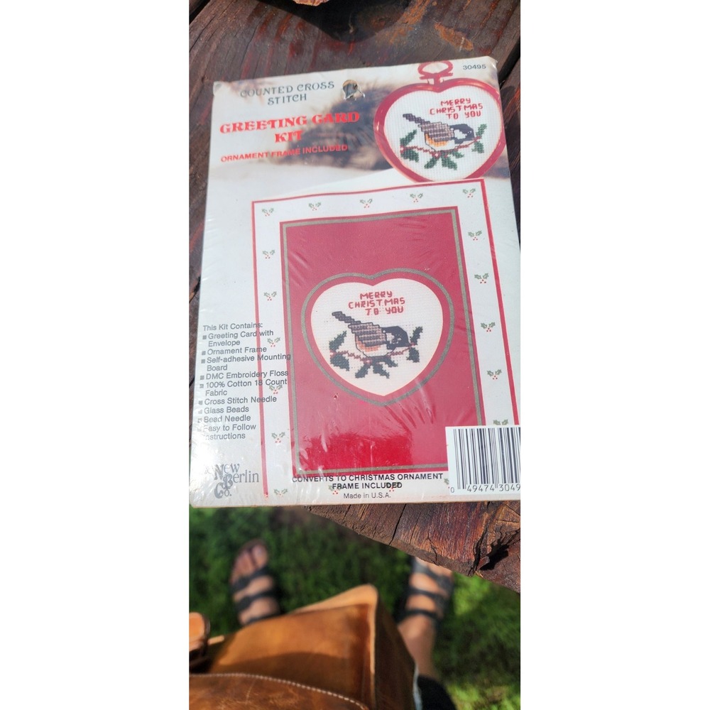 Counted Cross Stitch Kit 30495 Christmas Card Convert To Ornament Merry Christma